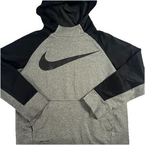 Nike Therma Fit Gray Youth Size Medium All Time‎ Swoosh Training Pullover Hoodie